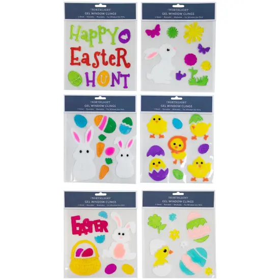 Northlight Set of 6 Double Sided Easter Gel Window Clings Multi {3}