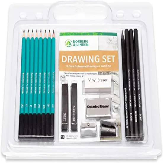 Drawing Set - Sketching and Charcoal Pencils - 100 Page Drawing Pad, Kneaded Eraser. Art Kit and Supplies for Kids, Teens and Adults {2}