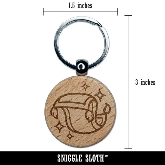 Magic Flying Carpet Fantasy Engraved Wood Round Keychain Tag Charm {2}
