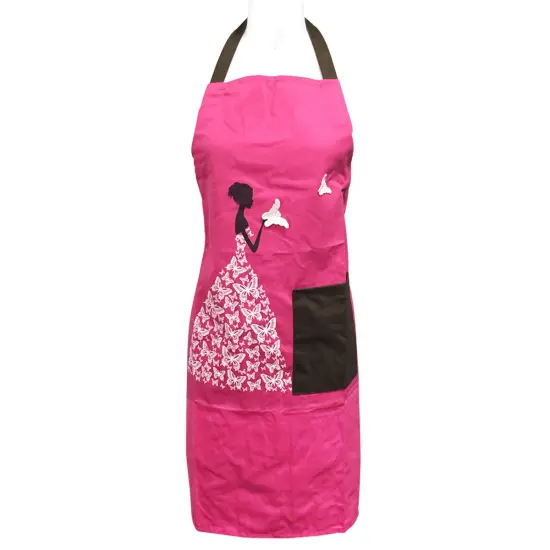 Wrapables Butterfly Girl Adjustable Work Apron, Hot Pink {1}