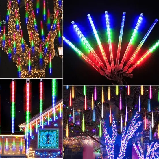 Solar Meteor Shower Rain Tree String Lights for Christmas Warm white(192led) {3}
