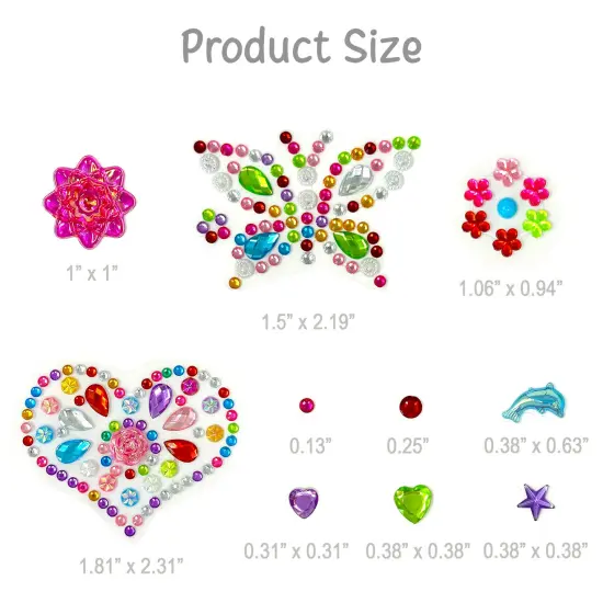 Wrapables Crystal Rhinestone Gem Stickers, Bling Jewel Adhesives for DIY Arts & Crafts, Smartphones, Water Bottles, Sunglass Cases (Set of 6) Hearts and Flowers {3}