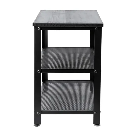 Emma and Oliver Isla 3-Tier Storage Bench with Metal Mesh Shelves for Entryway, Mudroom, or Bedroom Black Wash {4}