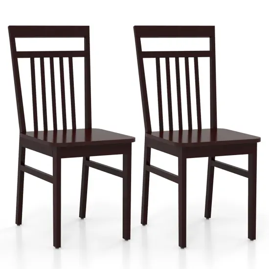 Costway Farmhouse Dining Chair Set of 2/4 Armless Wooden Chair with Slanted High Backrest {1}