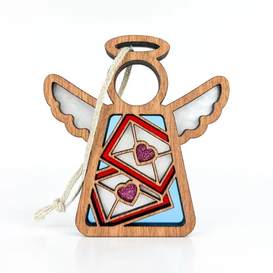 3.5" (H) Letters of Love Ornament - Handcrafted in Texas - Mother's Angels&reg; Christmas Angel Wings Figurine {1}