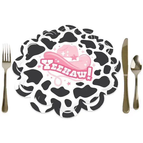 Big Dot of Happiness Rodeo Cowgirl - Pink Western Party Round Table Decorations - Paper Chargers - Place Setting For 12 {1}