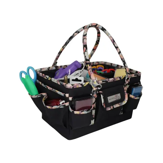 Deluxe Store & Tote Craft Organizer, Black & Floral Trim {2}
