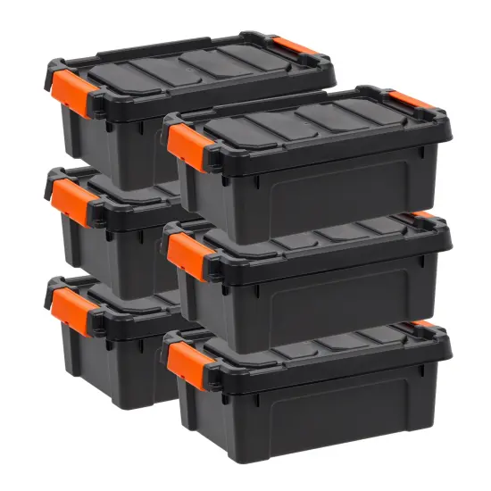 13 Quart Heavy Duty Plastic Storage Box, Black Pack of 6 {1}