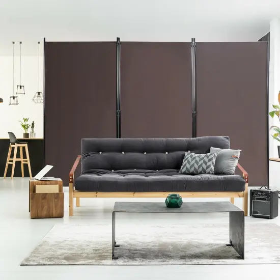 3-Panel Room Divider Folding Privacy Partition Screen for Office Room Brown {3}