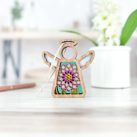 3.5" (H) Chrysanthemum Ornament - Handcrafted in Texas - Mother's Angels&reg; Christmas Angel Wings Figurine {2}