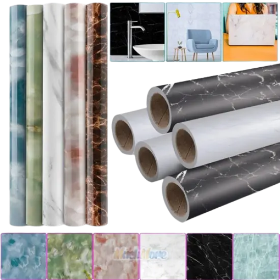 Kitcheniva Self Adhesive Peel & Stick Kitchen Countertop Wallpaper Marble Contact Paper DIY White marble pattern {2}