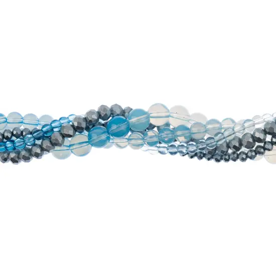 Crystal Lane DIY Blue Sky Twisted Glass & Pearls Beads, 5 Strands {1}