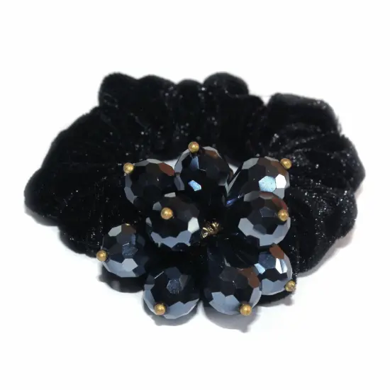 Kitcheniva Crystal Flower Scrunchies Hair Tie For Women Blue {1}