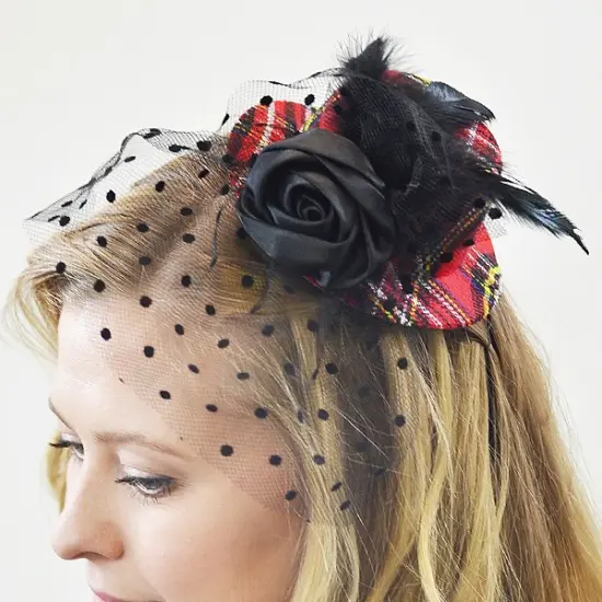 Bijou Plaid Fascinator Mini Top Hat {2}