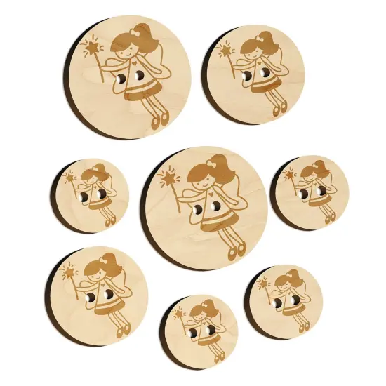 Sweet Fairy with Wand Wood Buttons for Sewing Knitting Crochet DIY Craft {7}