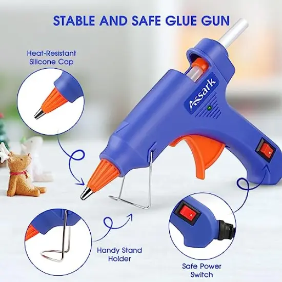 Glue Gun, Mini Hot Glue Gun Kit with 30 Glue Sticks for School Crafts DIY Arts Quick Home Repairs, 20W (Blue) {5}