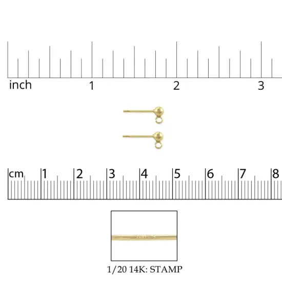 JewelrySupply Gold Filled 3mm Ball Post Earrings (1 Pair of Gold Filled Earrings) {2}