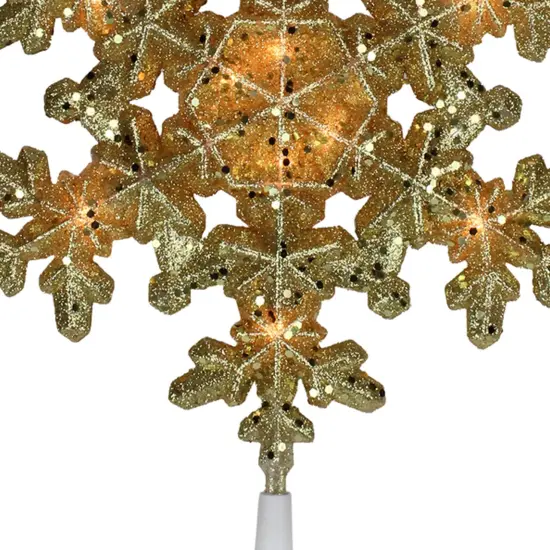 Northlight 9" Pre-Lit Gold Snowflake Christmas Tree Topper - Clear Lights {4}