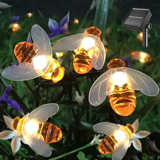 20 LED Solar String LightsOutdoor Waterproof Simulation Honey Bees Decor for Garden Xmas Decorations Warm White {2}