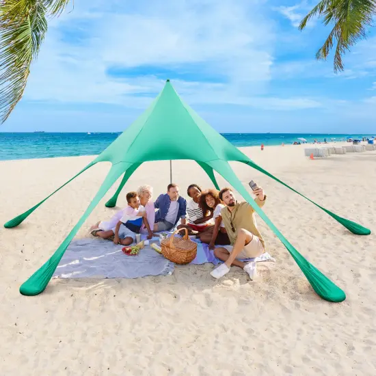 Beach Canopy Tent with UPF50+ Sun Protection and Shovel Green {3}