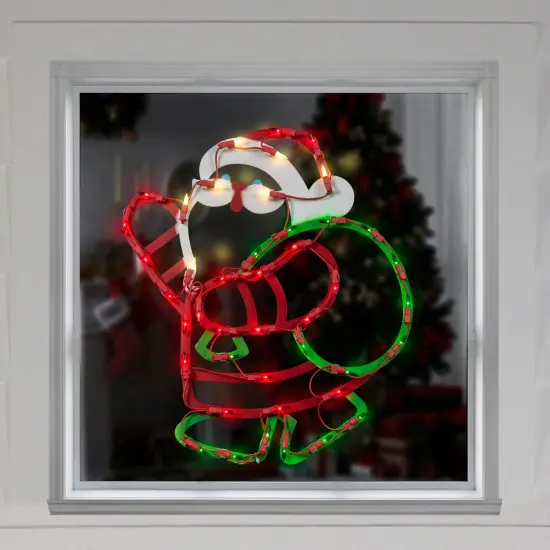 Northlight 17.5" Lighted Santa Claus with Gift Sack Outdoor Christmas Window Silhouette Red {4}