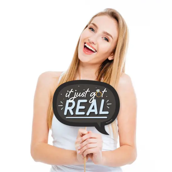 Big Dot of Happiness Just Engaged - Black and White - Engagement Party Photo Booth Props Kit - 20 Count {4}