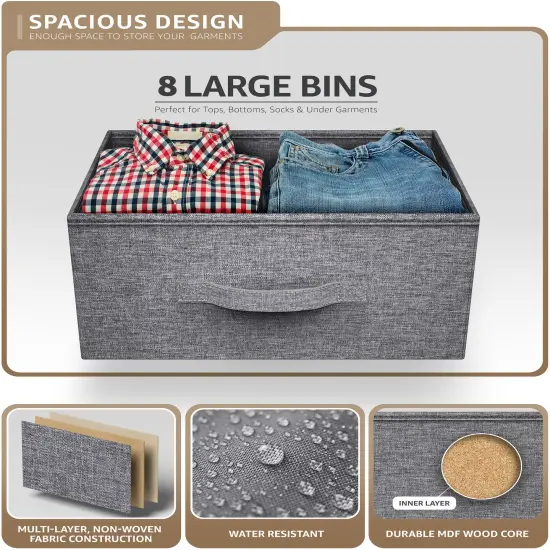 Sorbus Extra Wide Dresser Organizer With 8 Drawers - Large Storage Furniture for Bedroom, Hallway, Living Room, Nursery & Closet White {5}