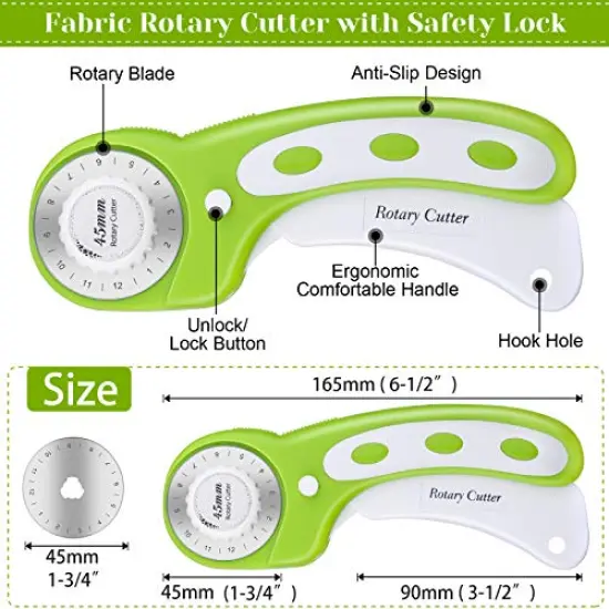 Self Healing Sewing Mats Rotary Cutter and Mat 45 mm Rotary Fabric Cutter Set with 2 Blades Rotary Cutting Mat for Crafts Fabric Quilting Hobby (9" x 12" (A4)) {5}