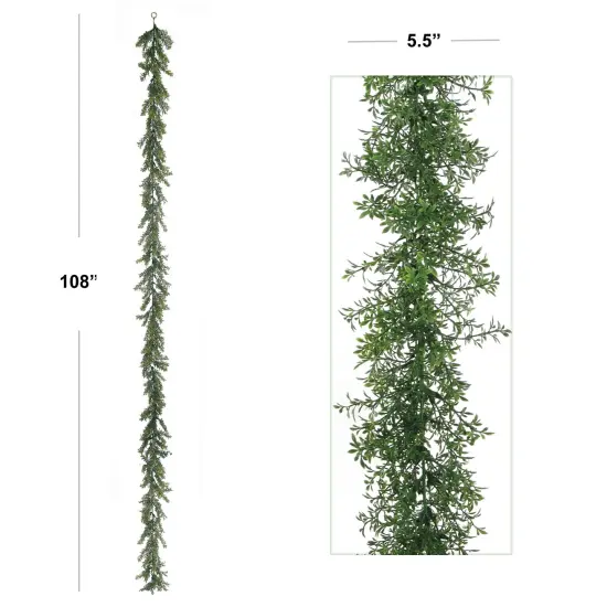 9-Foot Tealeaf Garland with 768 Realistic Tips - 6-Pack, Lifelike Greenery for Home D&eacute;cor & Event Styling - Year-Round Versatility, Floral Home by Artificial Flowers {2}