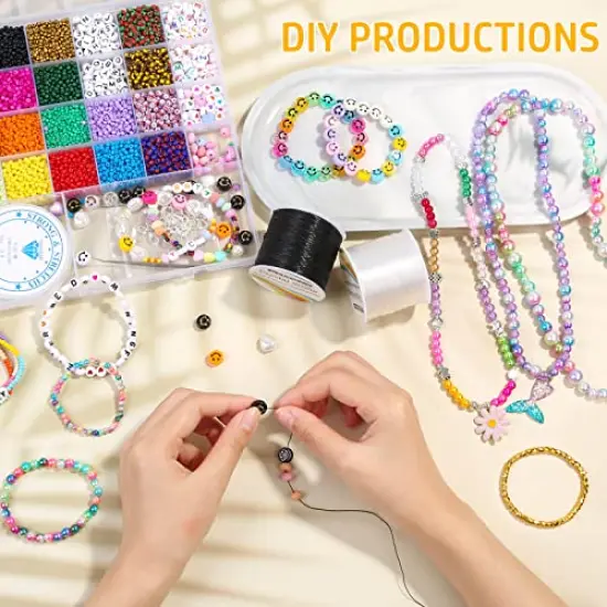 2 Rolls Elastic Stretchy Bead String Cord for Clay Beads Kandi Pony Beads Bracelets Jewelry Making (0.5MM, Crystal & Black) {5}