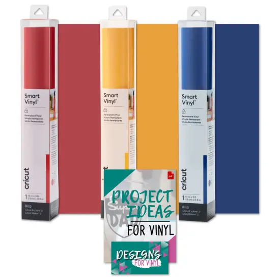 Cricut Smart Permanent Vinyl Primary Colors Bundle - 3ft Adhesive Vinyl Rolls {1}