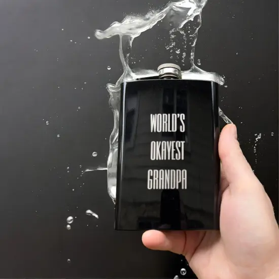 8oz BLACK World's Okayest Grandpa Flask {5}