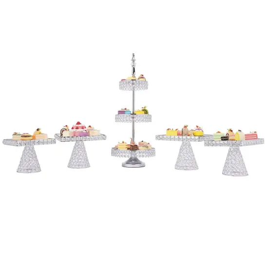 5-Piece Crystal Beaded Cupcake Holder and Dessert Plate Set {1}