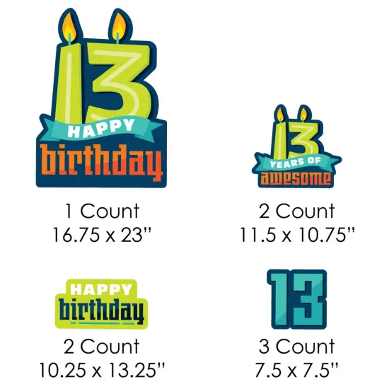 Big Dot of Happiness Boy 13th Birthday - Yard Sign and Outdoor Lawn Decorations - Official Teenager Birthday Party Yard Signs - Set of 8 {7}