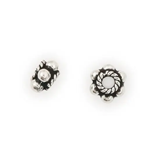 Bali Style Flower Bead 7x4mm Sterling Silver {2}