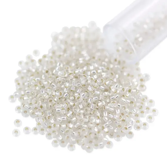 Miyuki Round Rocaille Seed Bead 15/0 Silver Lined Crystal {1}