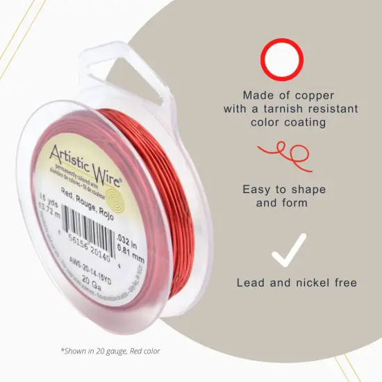 Artistic Wire Colored Copper Wire Spool - Dead Soft Tarnish Resistant 18 20 22 24 26 28 30 32 34 Gauge Wrapping Beading Bendable Craft Wire, Jewelry Making Supplies, Floral Crafting Wire {2}