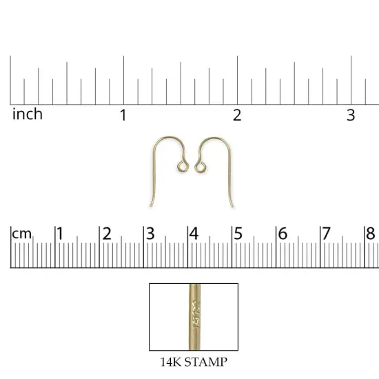 14k Yellow Gold Shepherd Hook Ear Wire 15mm (1-Pair) {2}