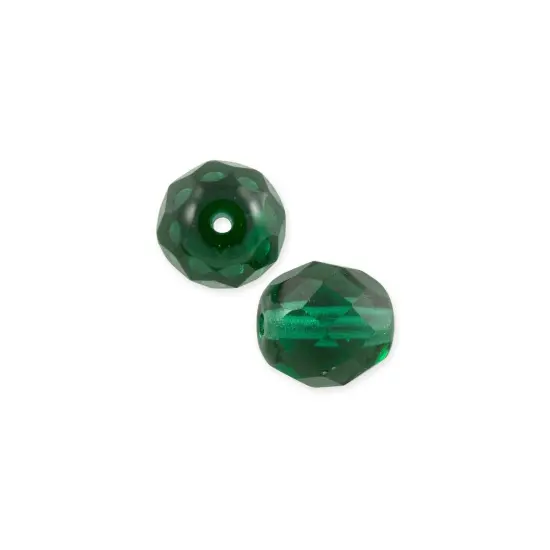 Czech Fire Polished Glass Round Beads 6mm Emerald (Package of 25) {1}