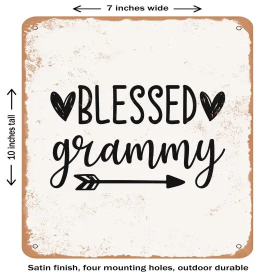 DECORATIVE METAL SIGN - Blessed Grammy - 2- Vintage Rusty Look {1}