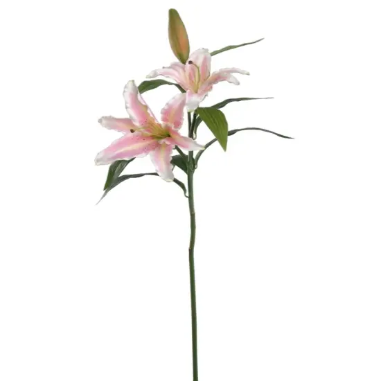 12-Pack: Artificial Casablanca Lily Stems - 34-Inch - Pink & White - Indoor Floral D&eacute;cor, Floral Home by Artificial Flowers {1}