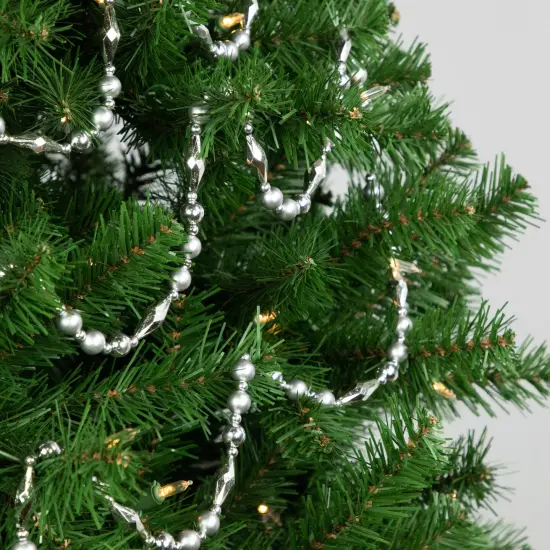 Northlight Shiny and Matte Beaded Christmas Garland - 9' x .5" - Silver - Unlit {3}