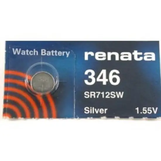 Renata Single Watch Battery Swiss Made Renata 346 or SR 712 SW 1.55V (5 Batteries, 346 or SR 712 SW) {2}