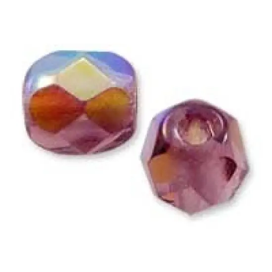 Czech Fire Polished Glass Round Beads 4mm Amethyst AB (Package of 50) {1}