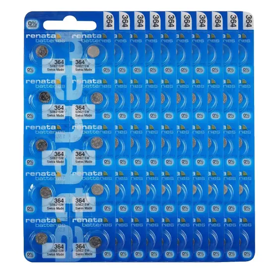 renata 364 SR621SW 10PACK X 10PCS=100 Silver 1.55V Watch battery Made in swiss {1}