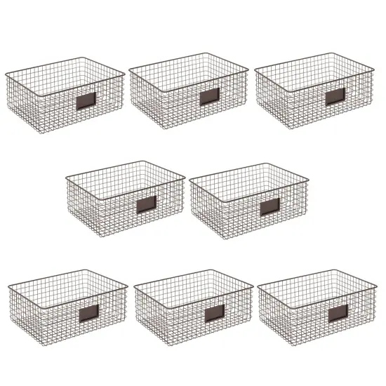 mDesign Metal Food Organizer Storage Basket with Lable Slot, 8 Pack {5}