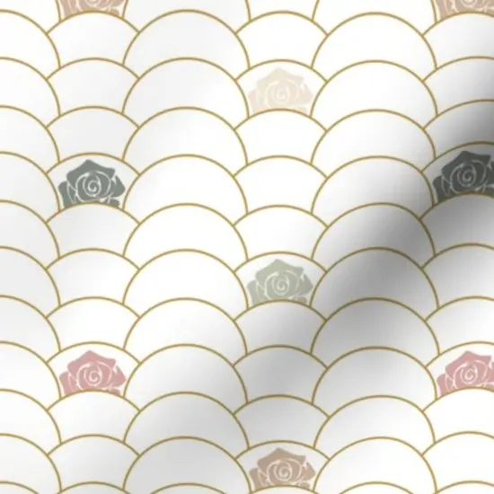 Various Fabrics by the Yard or Fat Quarter Art Nouveau Scallop Rose Floral Curve Lines Custom Printed Fabric by Spoonflower {7}