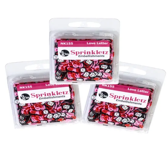 Buttons Galore Sprinkletz Embellishments for Crafts, Tiny Polymer Clay Shapes & Unique Designs - Love Letter- 3 Pack {1}