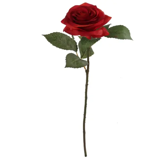 48-Pack: Red Open Rose Stem with Lifelike Silk Foliage by Floral Home&reg; {1}