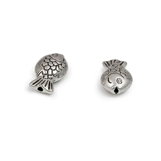 Fish Bead 17x9mm Pewter Antique Silver Plated (1-Piece) {2}